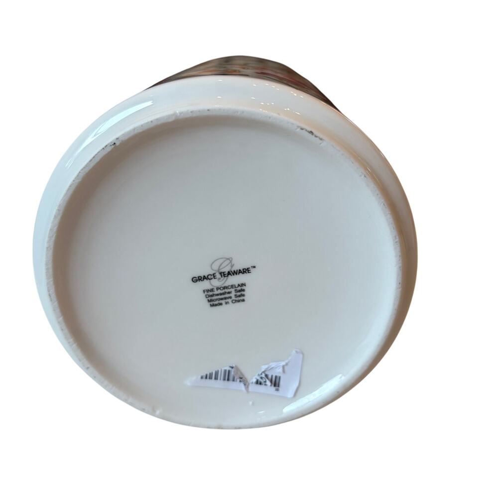 Grace Teaware Porcelain Canister w/ Wooden Lid Spring Floral Butterflies 8in NEW - Picture 10 of 15
